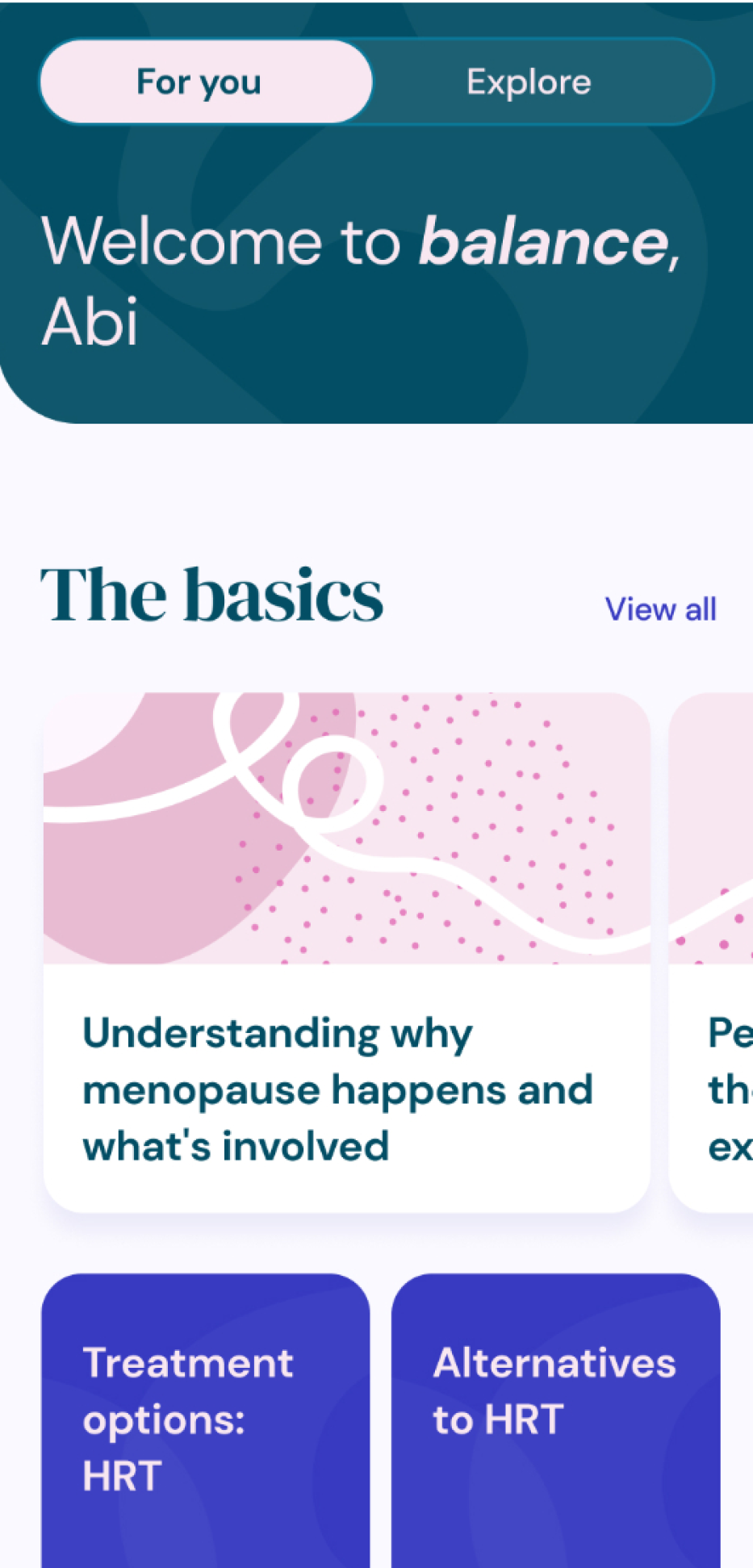 balance menopause support app screenshot