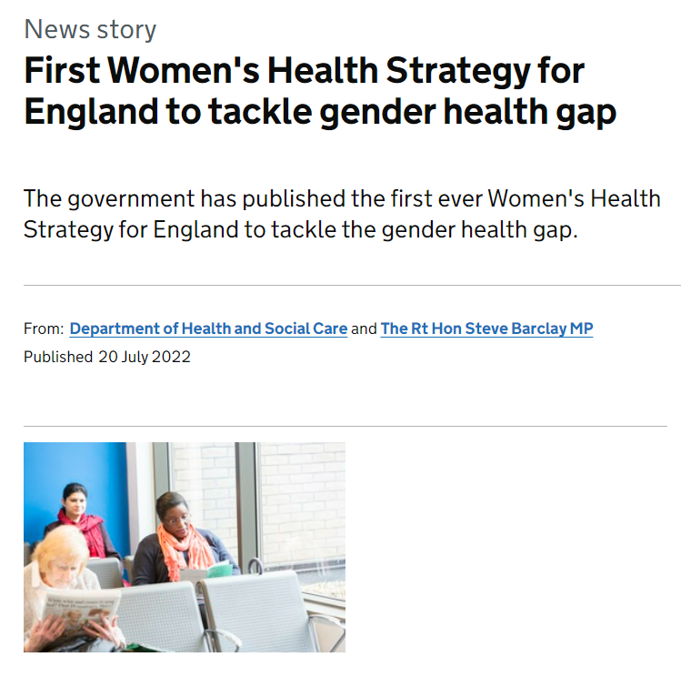 First Women’s Health Strategy for England to tackle gender health gap